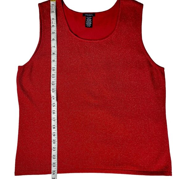 Bob Mackie Metallic Knit Sleeveless Top Tank Special Occasion Red XL - Picture 4 of 7
